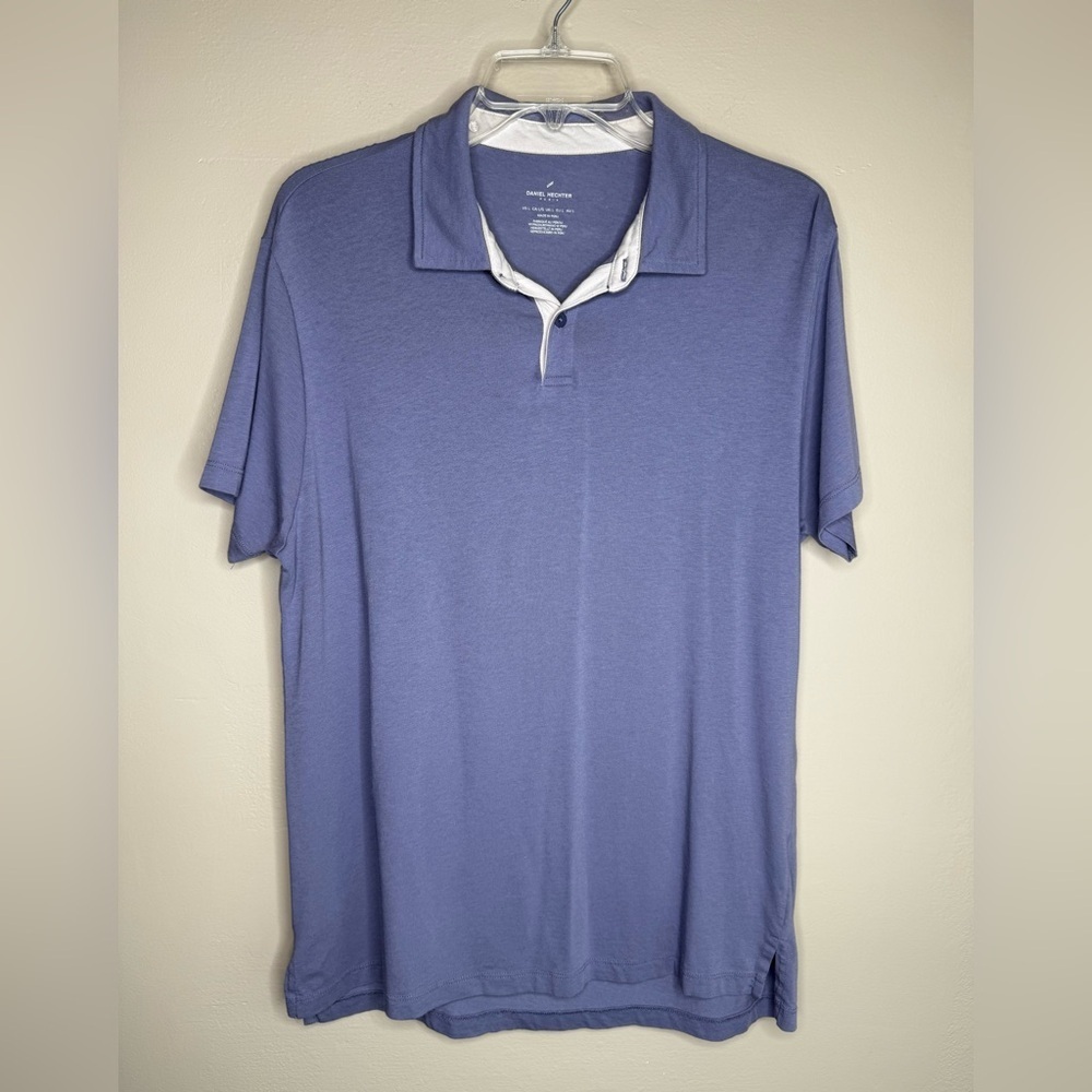 Daniel Hechter Blue Polo White Collared Cotton Size Large